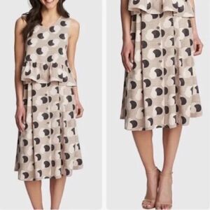 1. State Polka Dot Button Down Pleated Midi Skirt